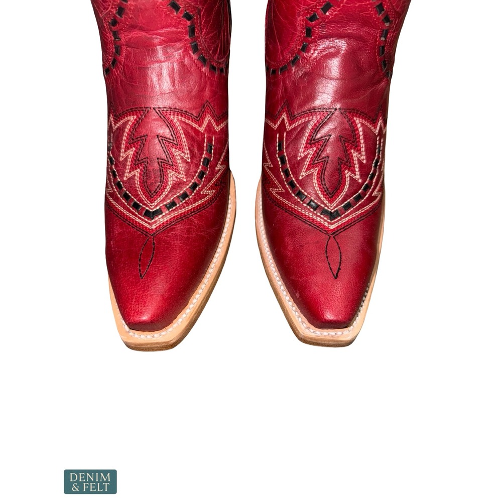 NEW Dan Post Mesa Tall Red Leather Snip Toe Western Cowboy Boots Size 8 - Picture 9 of 15